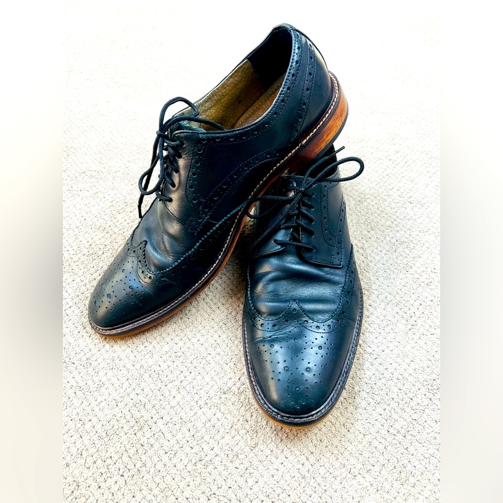 Banana Republic Ortholite Men’s 10.5 Black Leather Wing Tip Brogue Oxford Shoes